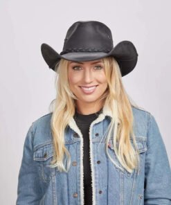 Hollywood Womens Leather Cowgirl Hat