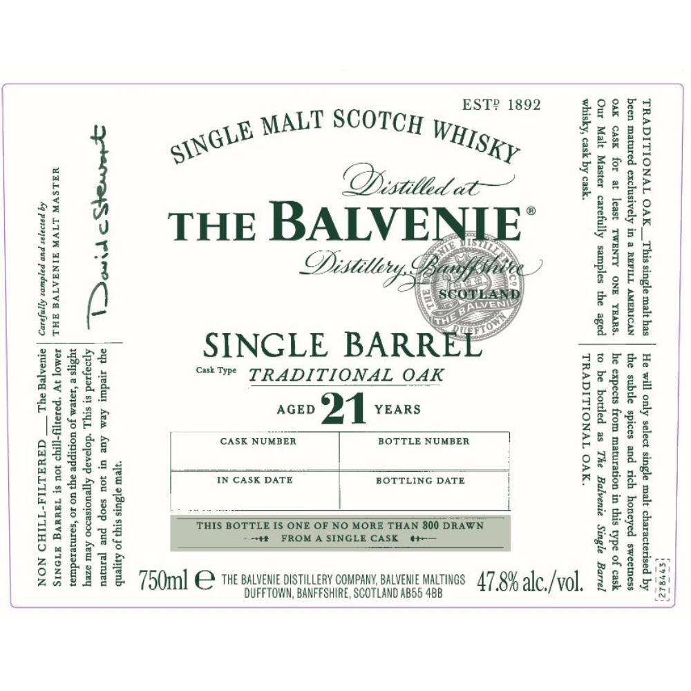The Balvenie 21 Year Old Single Barrel Traditional Oak